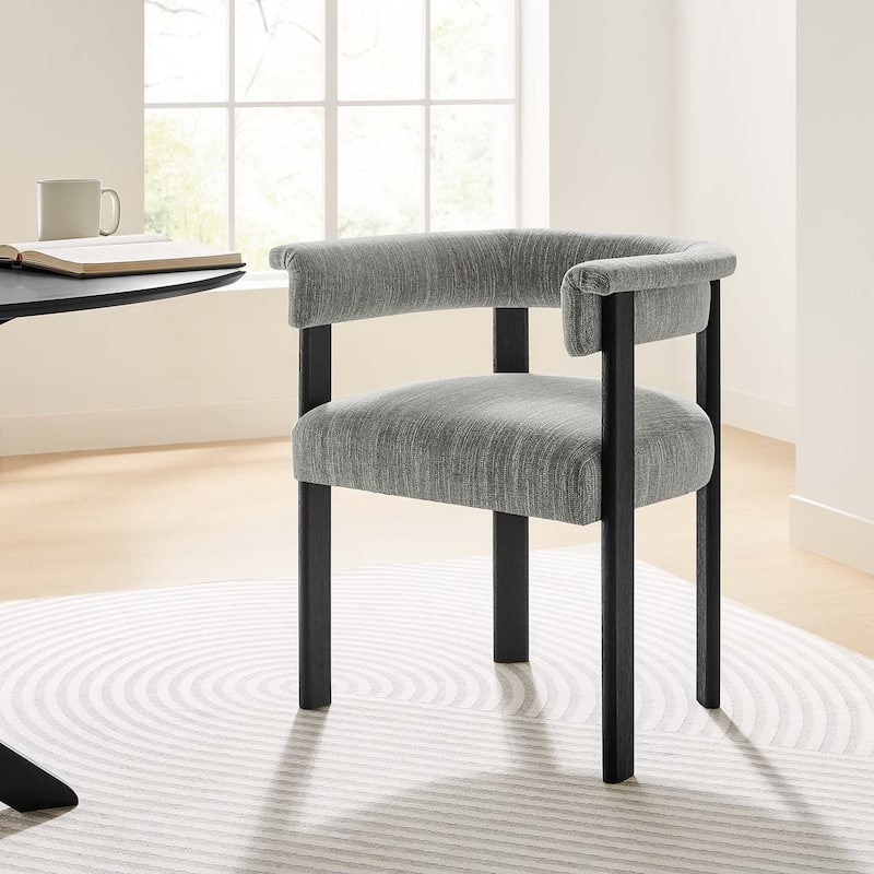 Imogen Barrel Dining Chairs - Set of 2 - Heathered Weave Gray Black