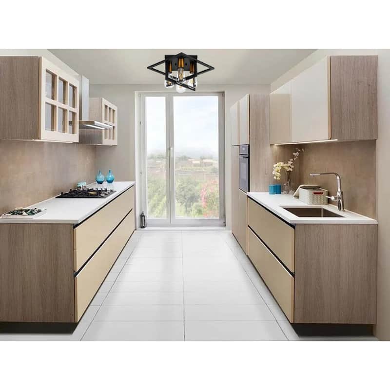 4 Light ceiling lighting black, gold light fixture iron, metal bedroom light