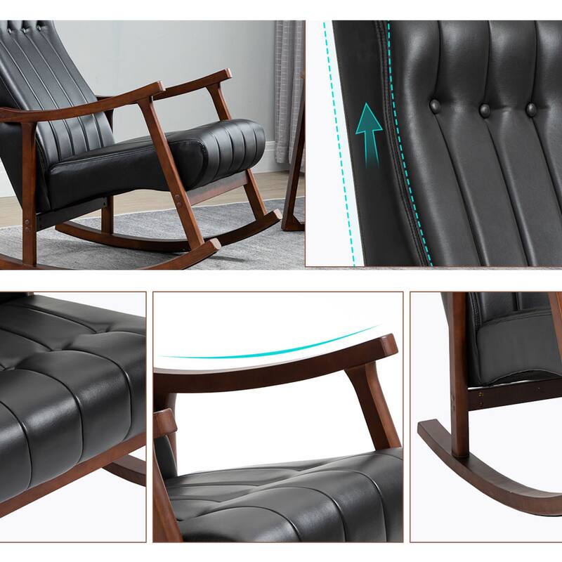 AVAWING Upholstered Rocking Chair Modern High Back Armchair