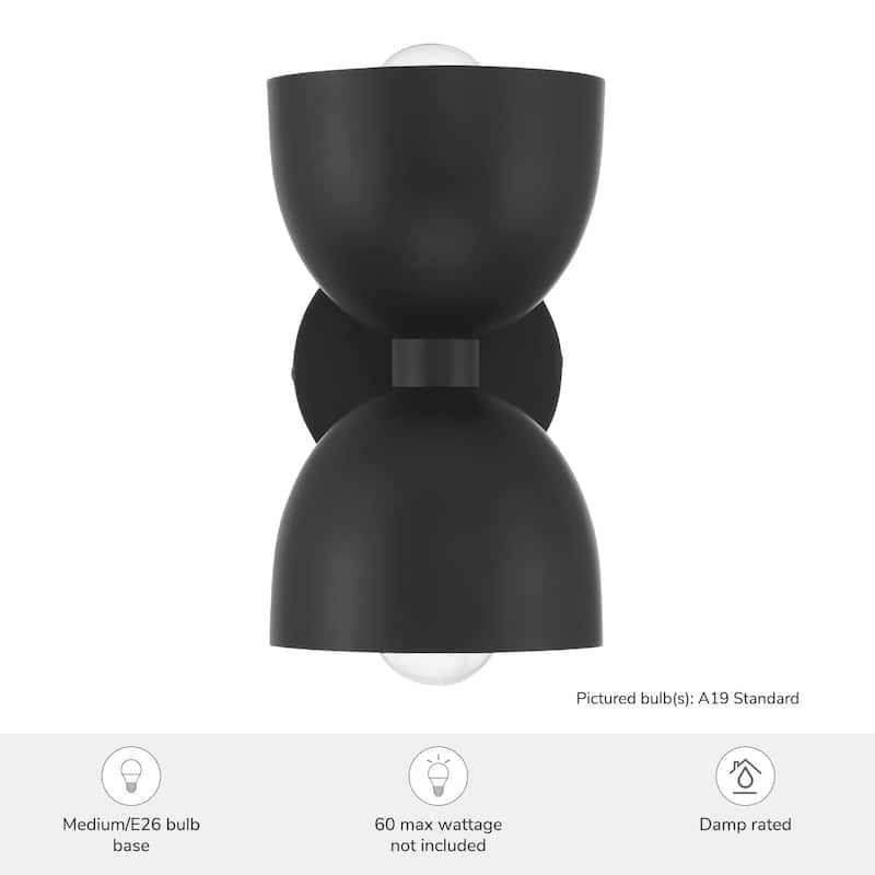Hunter Erling 2-Light Wall Sconce - Modern, Contemporary, Transitional - Living Room, Hallway, Bedroom or Accent Lighting