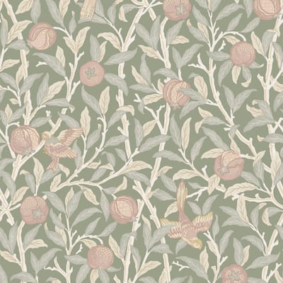 William Morris Bird & Pomegranate Rose Garden Wallpaper