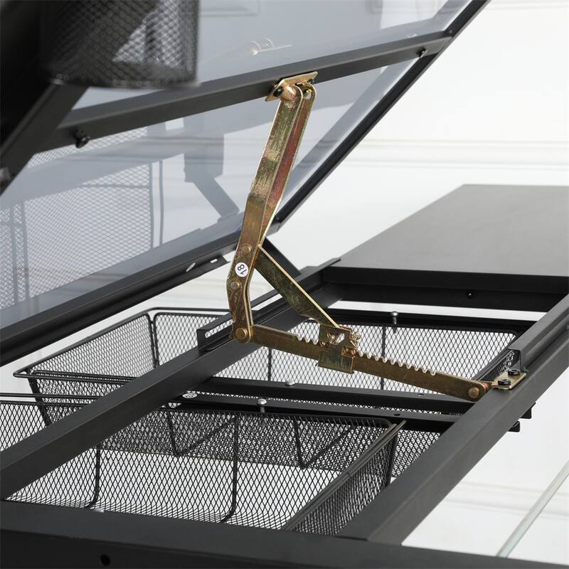 Adjustable Drawing Desk with 2 Metal Drawers and Stool