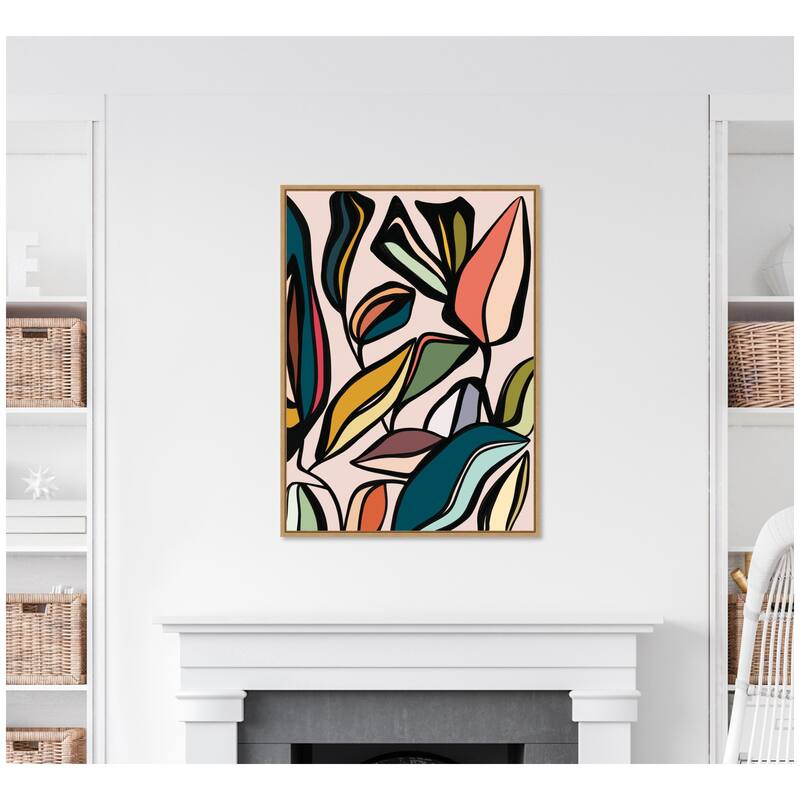 Kate and Laurel Fanciful Ficus Expansion by Alicia Bock Framed Canvas Wall Art Print