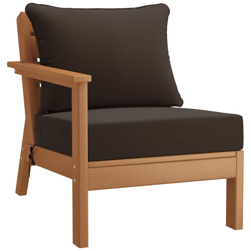 Birchwood All Weather HDPE Outdoor Patio Teak Deep Seating Conversation Set (6-Piece Set)