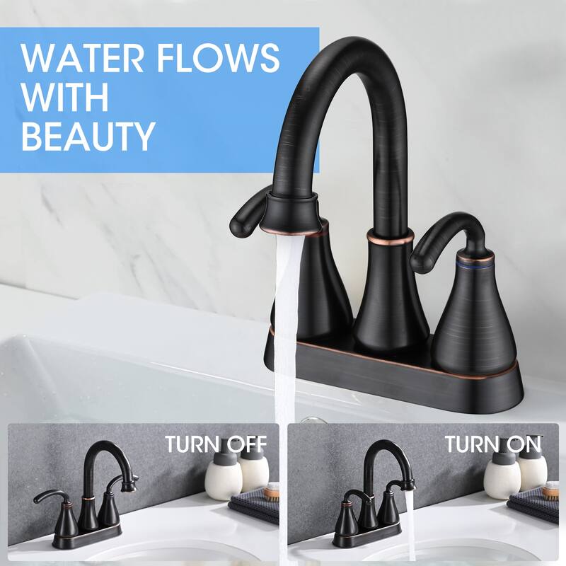 DORNBERG 2 Handles Bathroom Faucet with Pop-up Drain