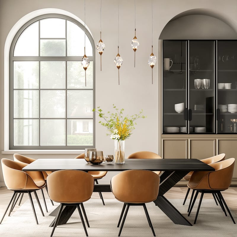 Modern Gold LED 5-Light Crystal Island Chandelier for Kitchen Island