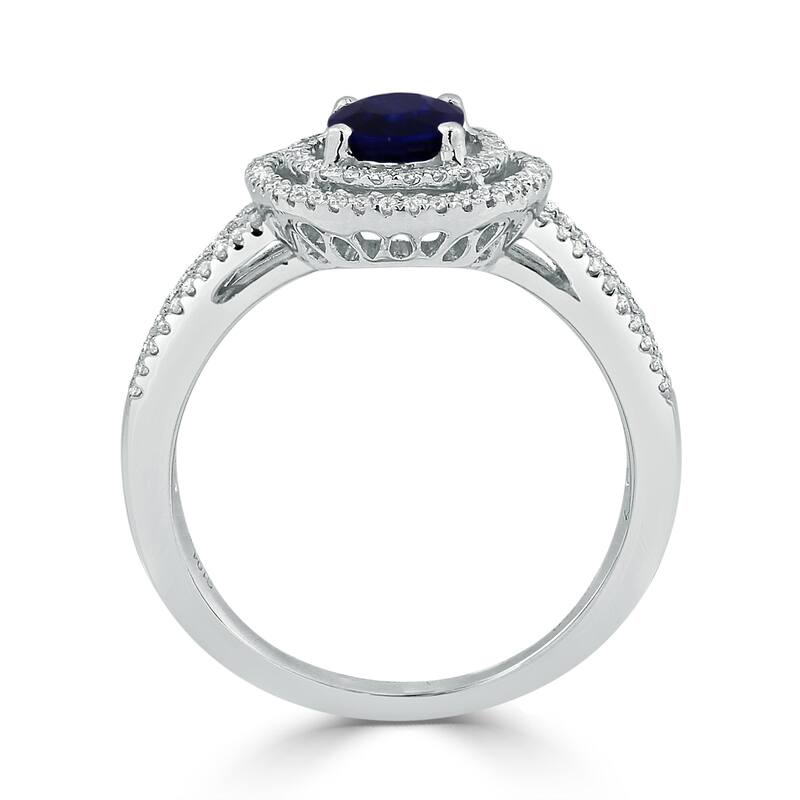 Auriya 18k Gold 1.04ct Oval Sapphire Halo Diamond Engagement Ring 1/4ct TDW