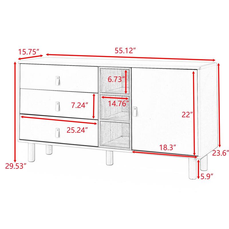 Storage Cabinet with Doors and Drawers