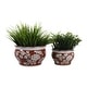 preview thumbnail 13 of 80, Decorative Floral Ceramic Chinoiserie Round Planter - Set of 2