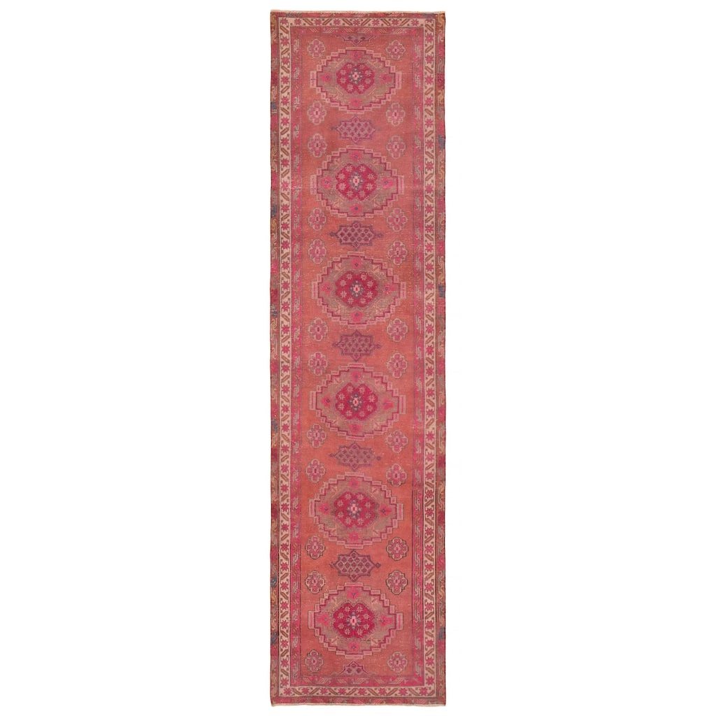ECARPETGALLERY Hand-knotted Konya Anatolian Pink Wool Rug - 3'2 x 12'7