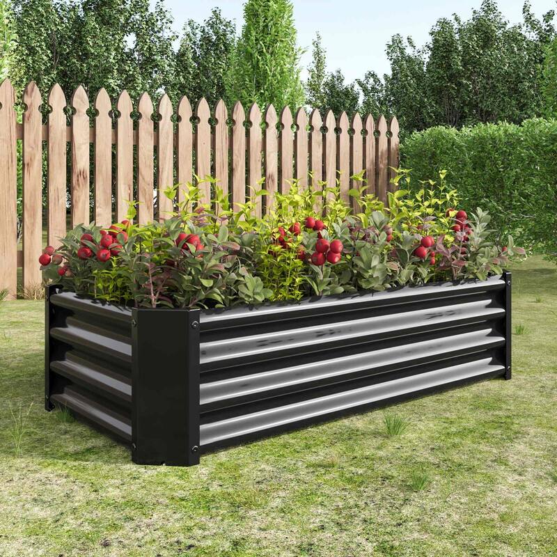 Metal Raised Garden Bed Planter Box for Outdoor Gardening