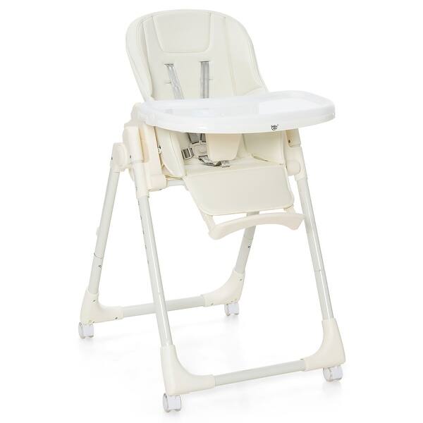 slide 2 of 24, Babyjoy Foldable Highchair Baby Feeding Chair with 360° Rotating - See Details Beige
