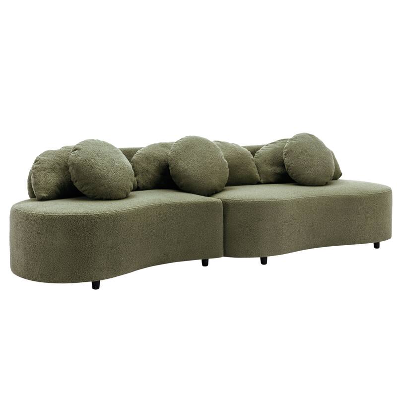 103.5" Lamb Velvet Armless Sectional Sofa with 6 Pillows