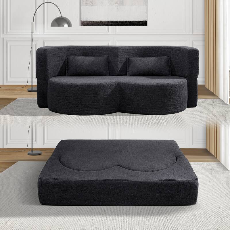 GDFStudio - Corduroy 2-Seater 79" Folding Floor-to-Ceiling Sofa Bed