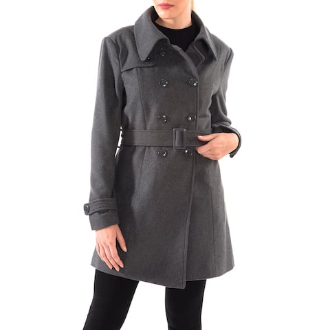 Alpine Swiss Keira Womens Wool Double Breasted Belted Trench Coat
