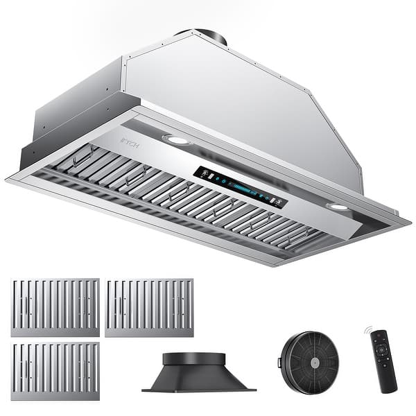 IKTCH 36 Inch Builtin/Insert Range Hood 900 CFM Quiet and Efficient Smoke and Odor Elimination