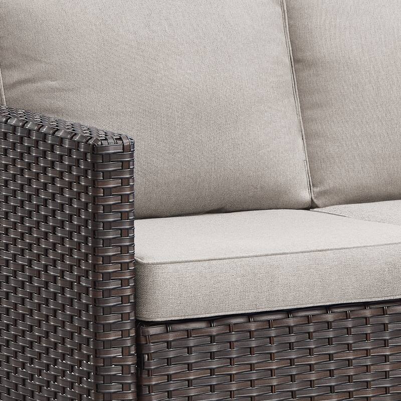 3-Seat Outdoor Patio Couch Patio Wicker Sofa