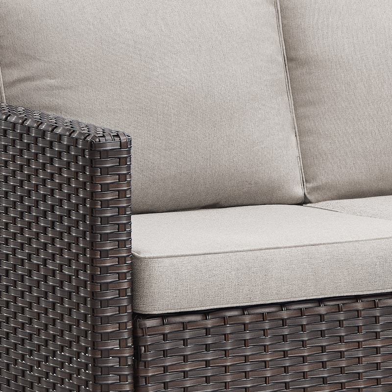 6 Piece Outdoor Sofa with Chair with Ottoman Set