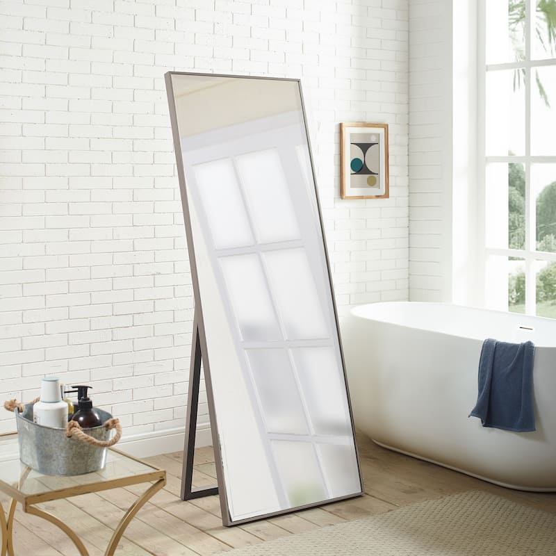 Modern Full Length Mirror, Large Freestanding Floor/Wall Mirror, Full Body Dressing Mirror for Bedroom, Living Room, Silver