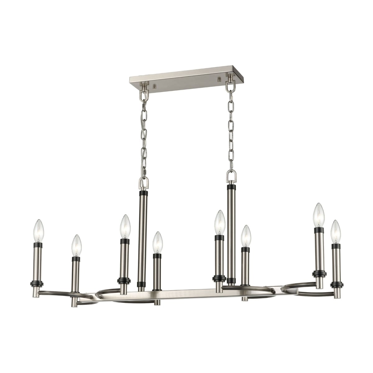 Sunsphere 36-inch Wide 8-Light Chandelier in Satin Nickel