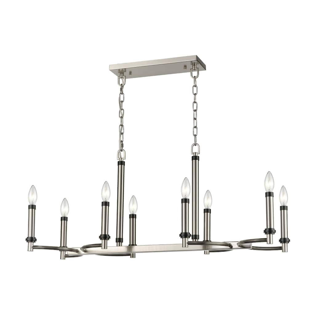 Sunsphere 36-inch Wide 8-Light Chandelier in Satin Nickel