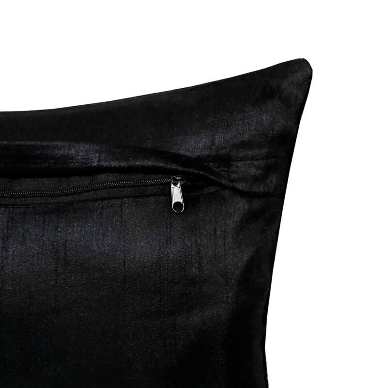 Sevita Handmade Gray/Silver Dotted Polyester Throw Pillow, 14" x 20"