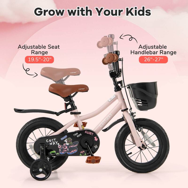 Costway 12"/14"/16"/18" Kid’s Bike with Training Wheels Adjustable