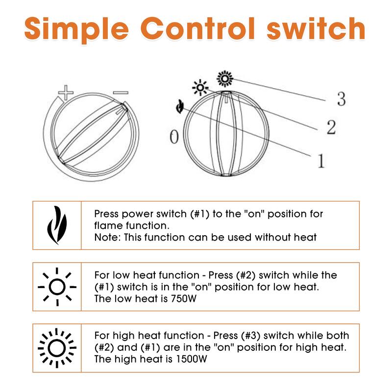 1500W Freestanding Electric Stove Fireplace Heater with Realistic Flame and Overheat protection - 14" L x 8.11" W x 18.9" H