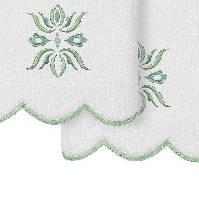 Authentic Hotel and Spa 100% Turkish Cotton FLOWER CREST Scallop Towel Collection