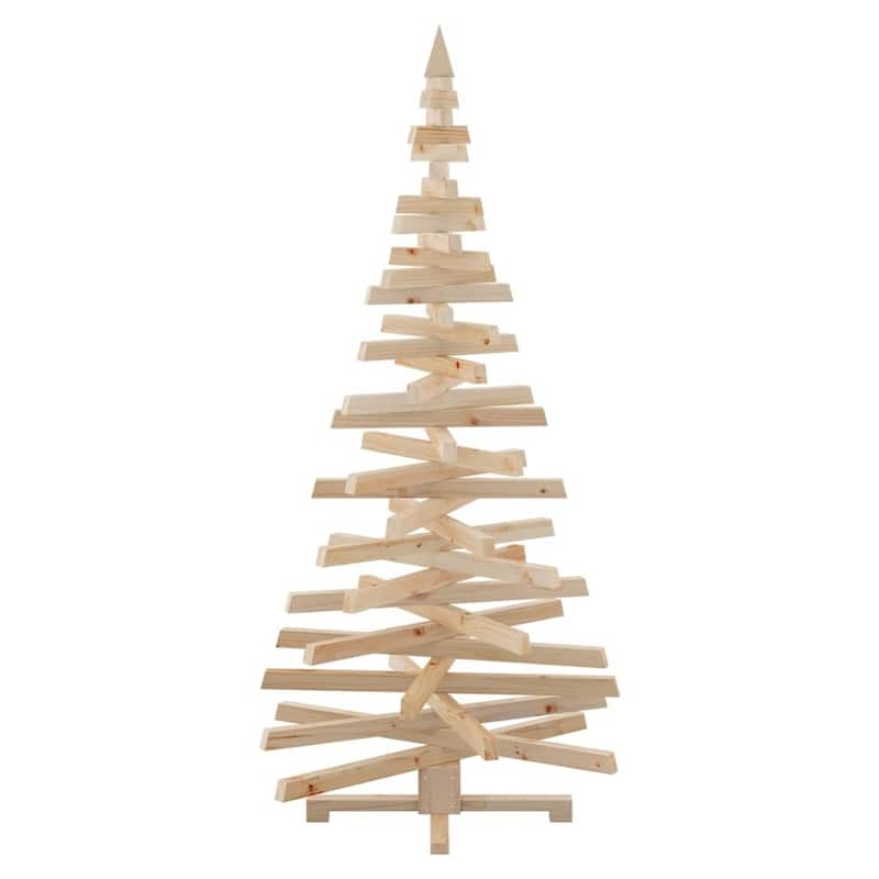 vidaXL Christmas Trees with Stand Natural/Brown Solid pine wood