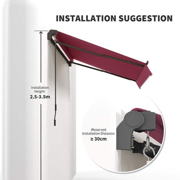 dimension image slide 2 of 4, Outsunny 10x8-foot Manual Retractable Sunshade Shelter Awning