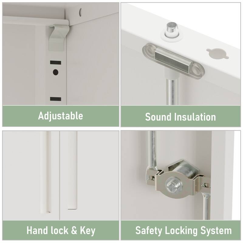 72"H Metal File Storage Cabinet with 2 Doors & 4 Adjustable Shelves