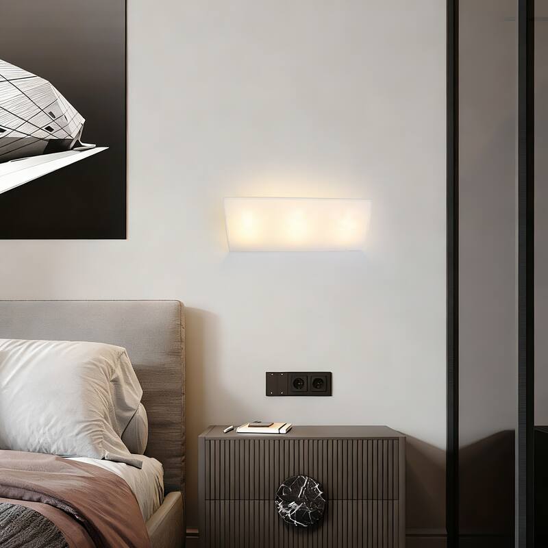 3-Light Modern Minimalist Rectangular Black & White Wall Sconce - Matte Black