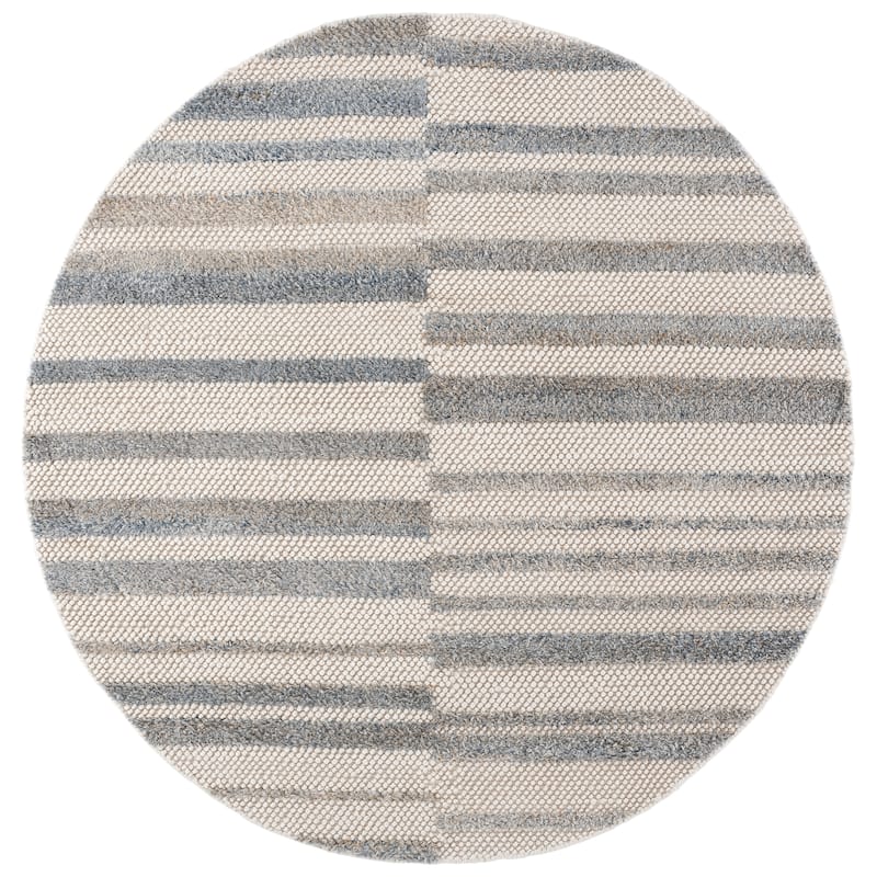 SAFAVIEH Handmade Natura Morane Wool Rug - 6' Round - Blue/Ivory