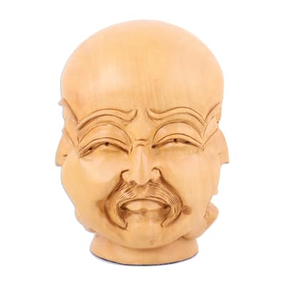 Novica Handmade Sorrowful Facets Wood Sculpture