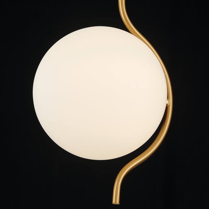 Acroma Curved Line Globe Pendant with White Jade Glass