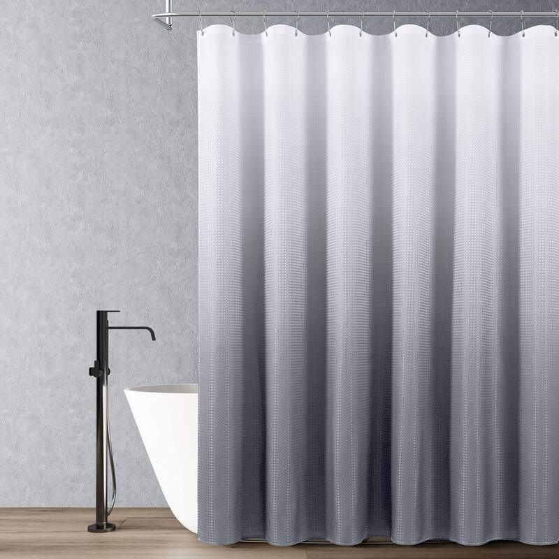 Blue Grey Shower Curtain, 72x72, Boho Pattern, Hooks Included