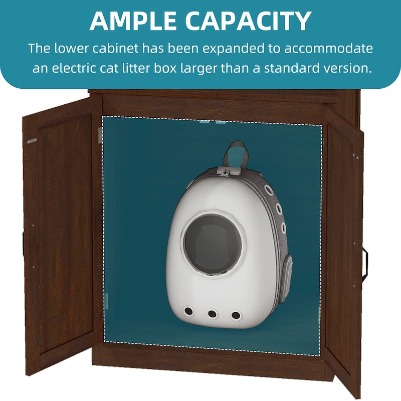 Moasis 71" Tall Hidden Cat Litter Box Enclosure Furniture with Charging Station for Self-Cleaning Litter Boxes