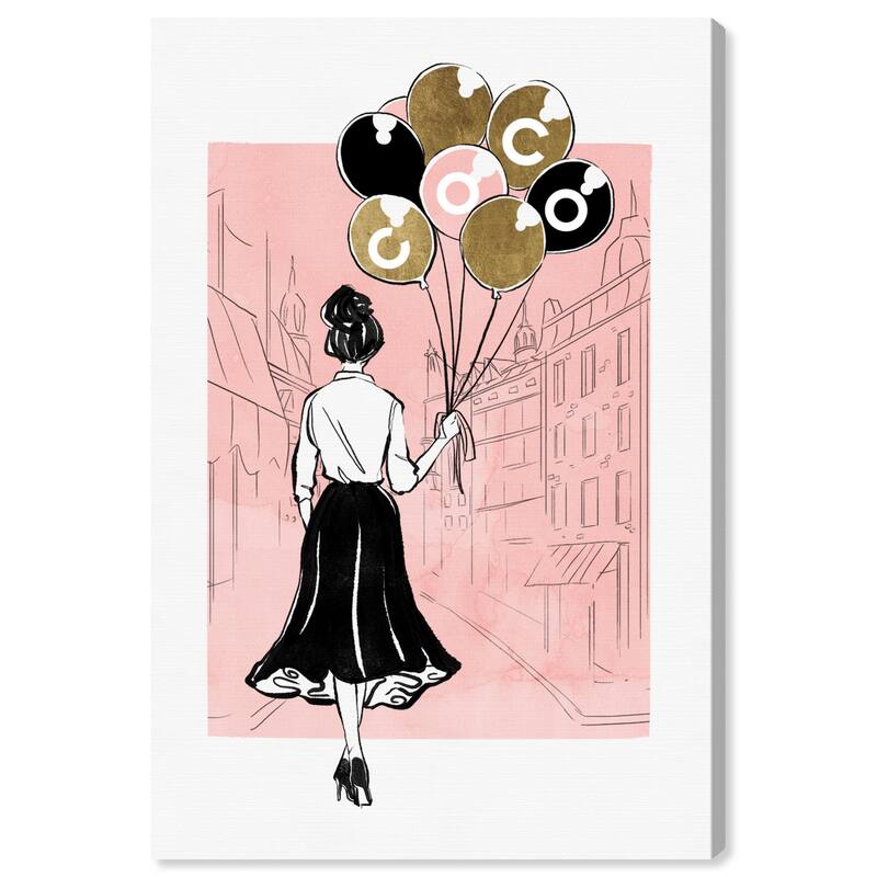 Wynwood Studio Canvas Fashion and Glam Balloons For Her Pink and Light Pink Glam Wall Art Canvas Print