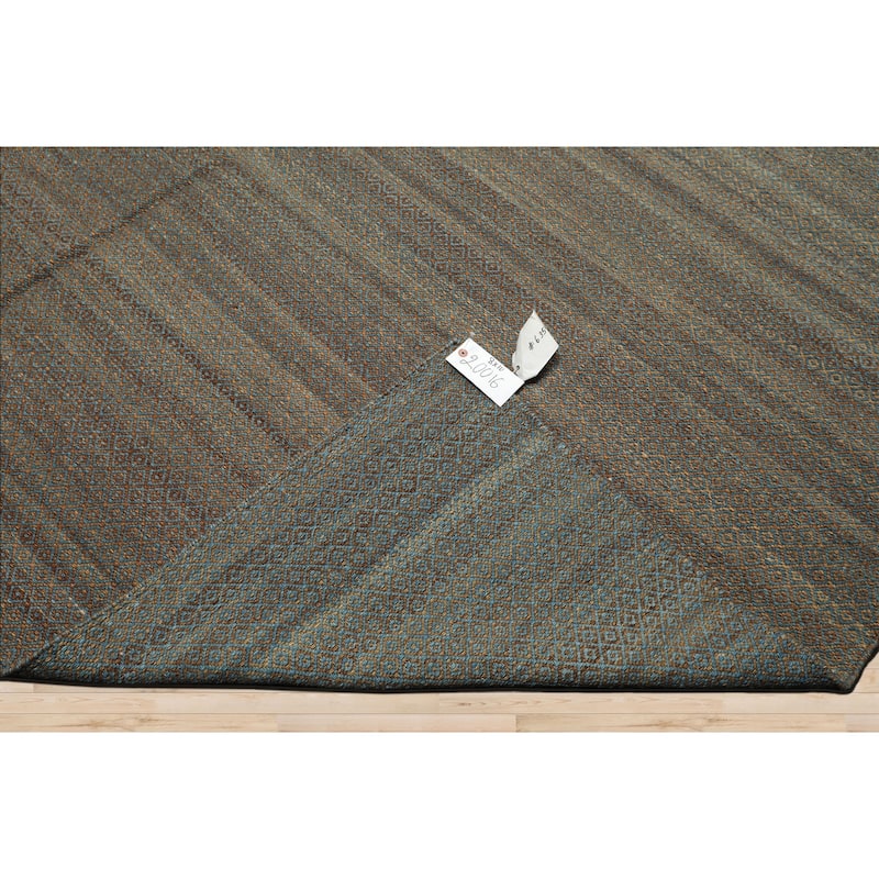 8x10 Hand Woven Flatweave Wool Teal Boho Modern & Contemporary Kilim Rug - 8' x 10'