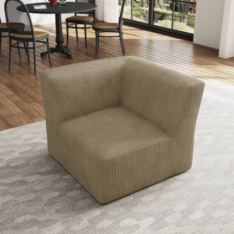 Corduroy Armchair Corner Chair For Living Room - KHAKI