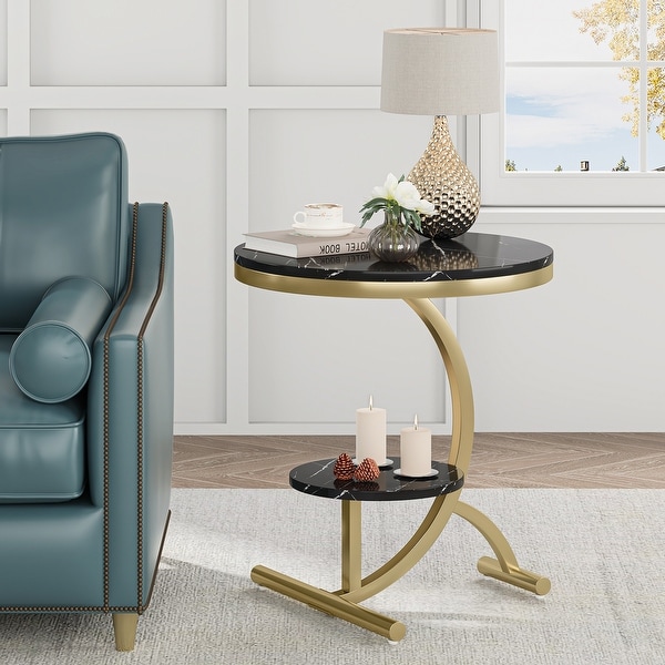 Outdoo Side Table Set Of 2, Metal Cicle Accent End Tables
