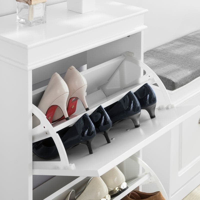 SoBuy FSR78-W, White 2 Drawers Shoe Cabinet Shoe Rack Shoe Storage