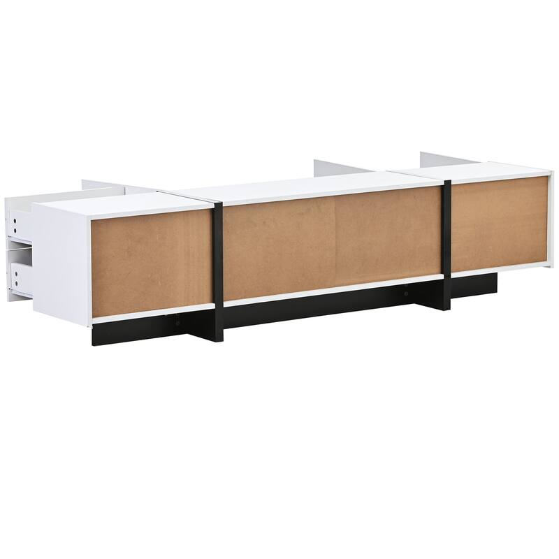 Modern Rectangle TV Stand for TVs Up to 80" with High Gloss UV Surface