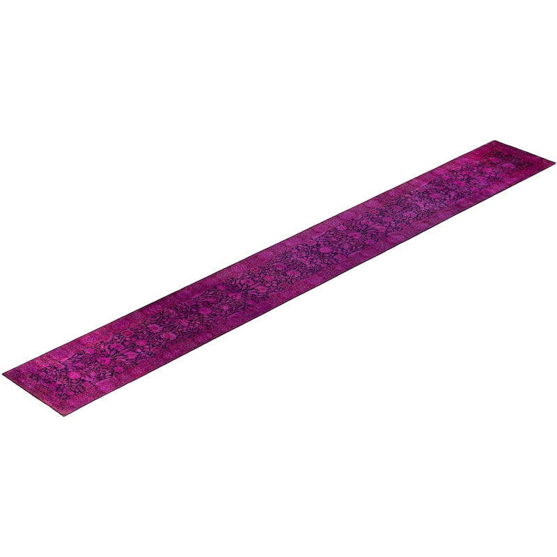 Overdyed One-of-a-Kind Hand-Knotted Area Rug - Pink - 2' 7" x 21' 4"
