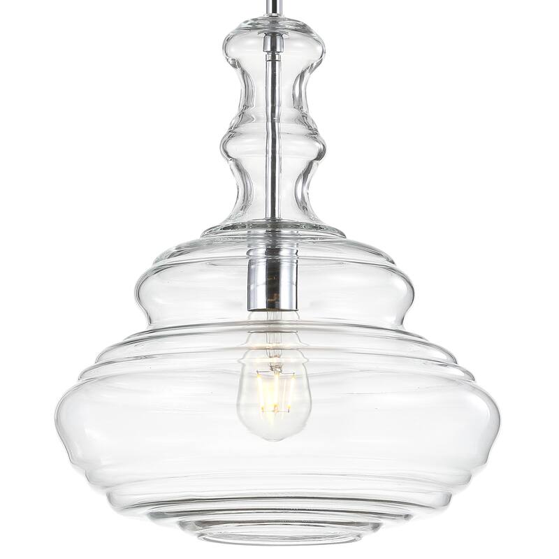 Monkey 13.37" Glass/Metal LED Pendant, by JONATHAN Y
