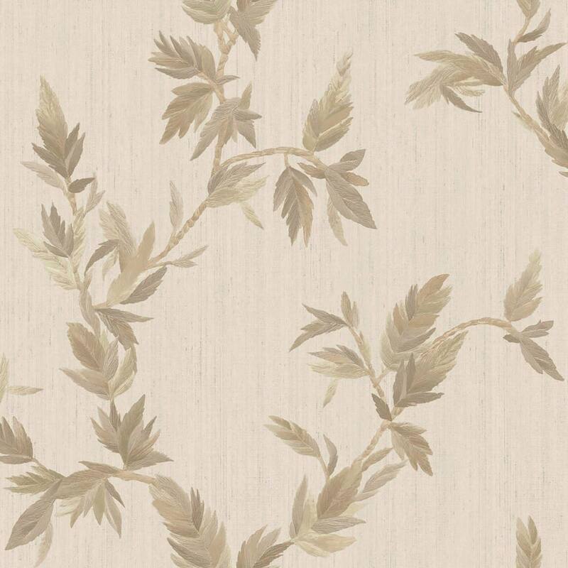 Galerie Wallcoverings Ornamenta Collection Thin Leaf Shimmer Finish Vinyl on Non-woven Wallpaper Roll - 33-feet long x 21-inches wide - Bronze