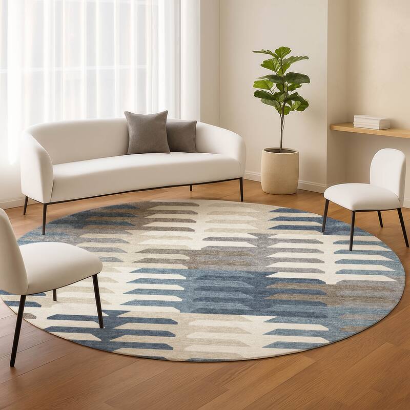 Machine Washable Indoor/ Outdoor Modern Stacks Chantille Rug