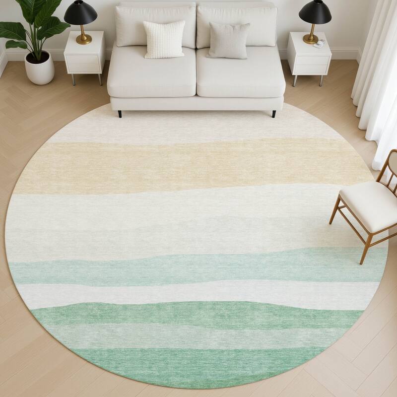 Premium Washable Super Soft Ombre Stripe Mayfield Rug - Teal - 8' x 8'