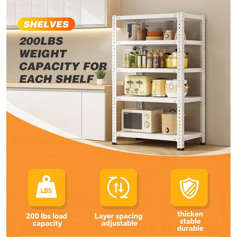 71 in. H 5-Tier Heavy-Duty Metal Kitchen Shelves with Adjustable Shelves